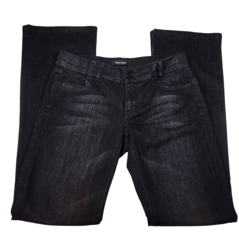 Women's White House Market Black Bling Boot Leg Denim Jeans Size 6 R Noir